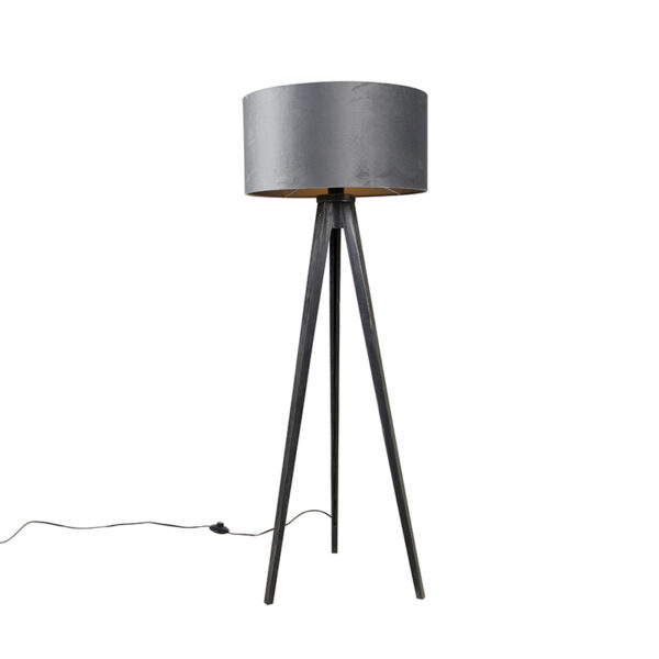Állólámpa állvány fekete szürke árnyékolóval 50 cm - Tripod Classic