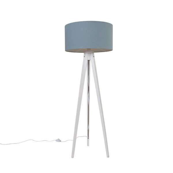 Állólámpa állvány fehér világoskék árnyékolóval 50 cm - Tripod Classic