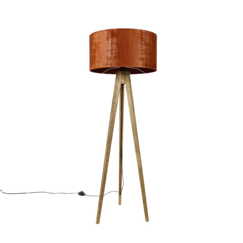 Rusztikus állvány vintage fa vörös árnyékolóval 50 cm - Tripod Classic