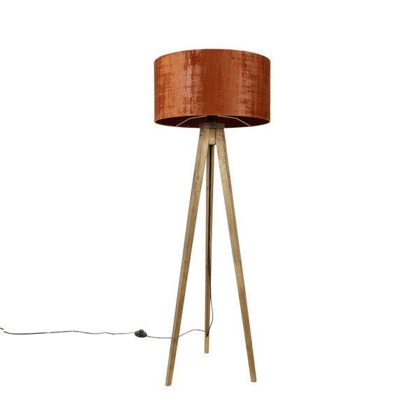 Rusztikus állvány vintage fa vörös árnyékolóval 50 cm - Tripod Classic