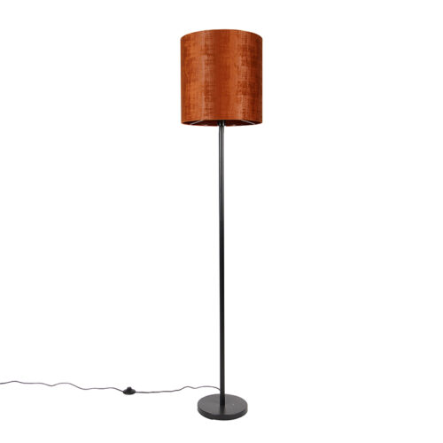 Állólámpa fekete bársony árnyékolóval narancssárga 40 cm - Simplo