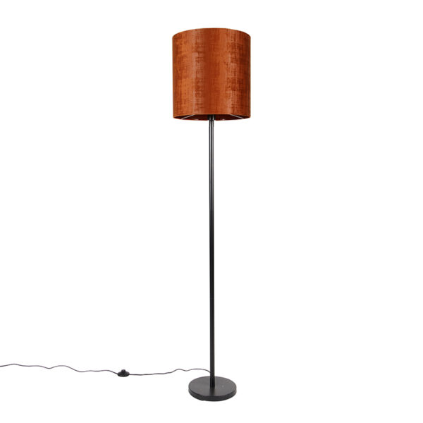 Állólámpa fekete bársony árnyékolóval narancssárga 40 cm - Simplo