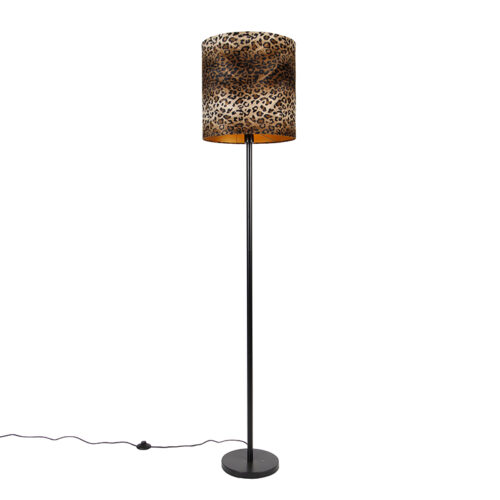 Állólámpa fekete lámpabúrával leopárdmintával 40 cm - Simplo