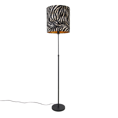 Állólámpa fekete lámpabúrával zebra mintával 40 cm állítható - Parte