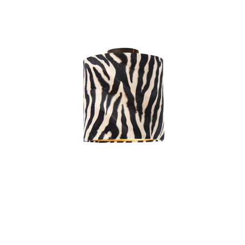 Mennyezeti lámpa matt fekete bársony árnyékolóval zebra mintával 25 cm - Combi