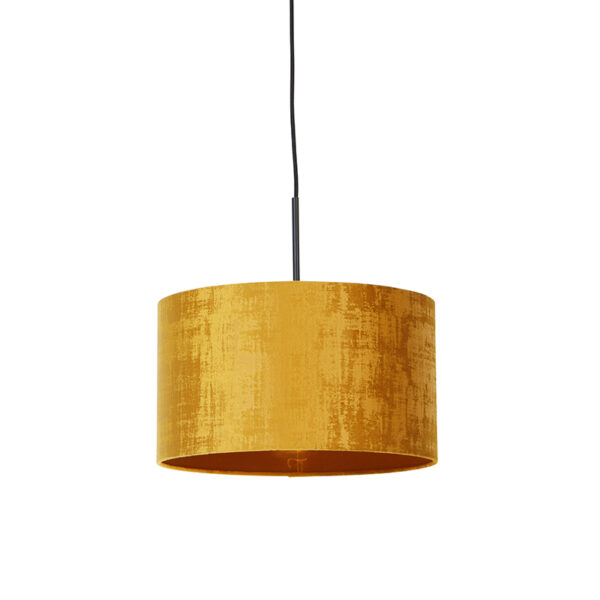 Modern függőlámpa fekete sárga árnyékolóval 35 cm - Combi