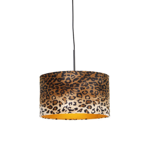 Modern lógólámpa fekete leopárdmintás búrával 35 cm - Combi