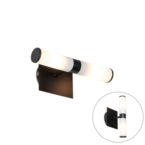 Modern fürdőszobai fali lámpa fekete IP44 2 lámpás - Bath