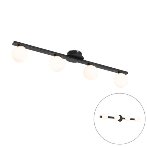 Modern mennyezeti lámpa fekete IP44 4-lámpás - Cederic