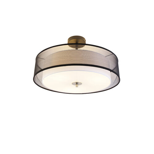 Modern mennyezeti lámpa fekete fehérrel 50cm 3-lámpás - Drum Duo