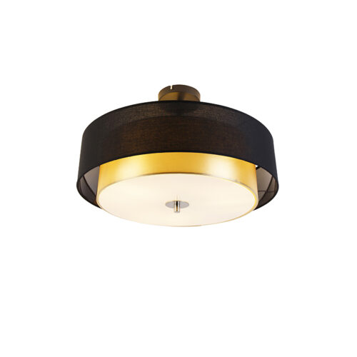 Modern mennyezeti lámpa fekete arannyal 50 cm 3-lámpás - Drum Duo