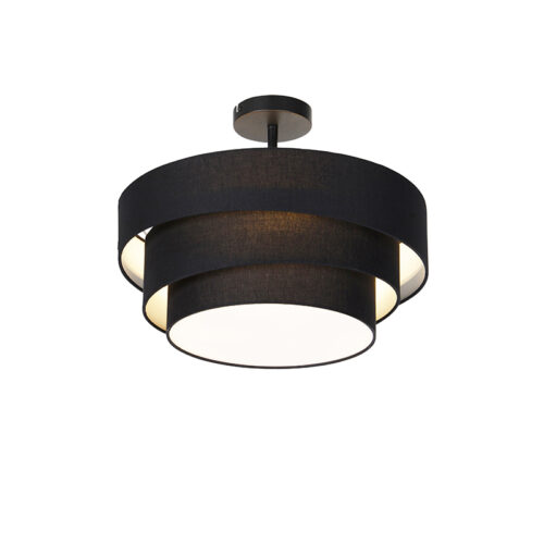 Modern mennyezeti lámpa fekete 45 cm 3-lámpás - Drum Trio