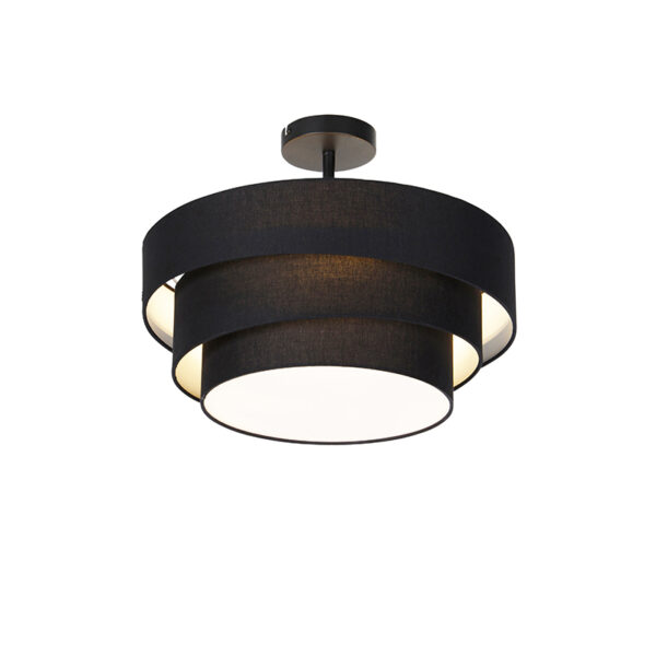 Modern mennyezeti lámpa fekete 45 cm 3-lámpás - Drum Trio