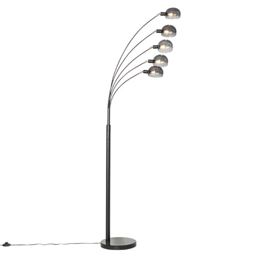 Design állólámpa fekete füstüveggel 5 lámpás - Sixties Marmo