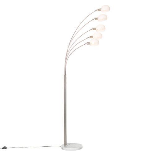 Design állólámpa acélból opál üveggel 5 lámpás - Sixties Marmo