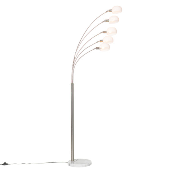 Design állólámpa acélból opál üveggel 5 lámpás - Sixties Marmo