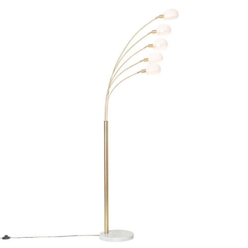 Design állólámpa sárgarézzel és opál üveggel 5-lámpás - Sixties Marmo