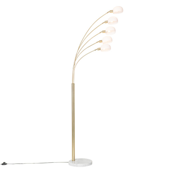 Design állólámpa sárgarézzel és opál üveggel 5-lámpás - Sixties Marmo