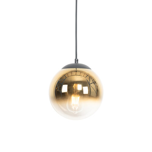 Art Deco lógólámpa fekete aranyszínű üveggel 20 cm - Pallon