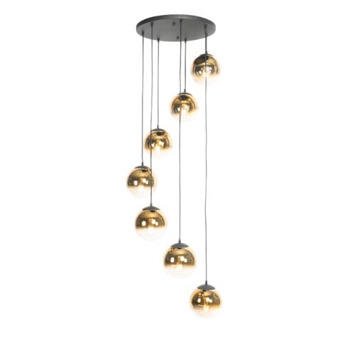Art Deco lógólámpa fekete aranyszínű üveggel 7-lámpás - Pallon