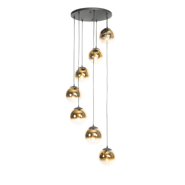 Art Deco lógólámpa fekete aranyszínű üveggel 7-lámpás - Pallon