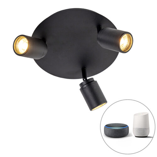 Okos fürdőszoba spotlámpa fekete IP44 3 wifi GU10-essel - Ducha