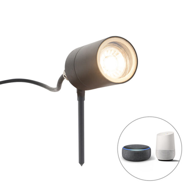 Okos modern tüskespotlámpa antracit IP44 wifi-vel GU10 - Solo