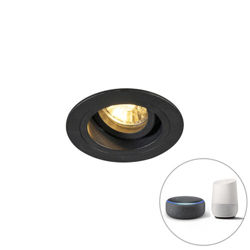 Okos beépített reflektor fekete kerek WiFi-vel GU10 - Chuck