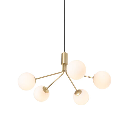 Art Deco lógólámpa arany opál üveggel 5-lámpás - Coby