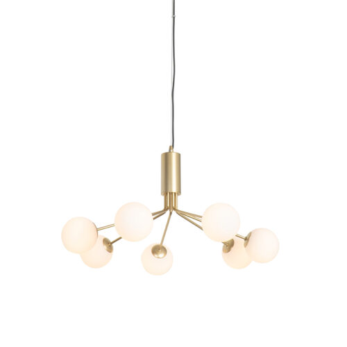 Art Deco függőlámpa arany opál üveggel 7-lámpás - Coby