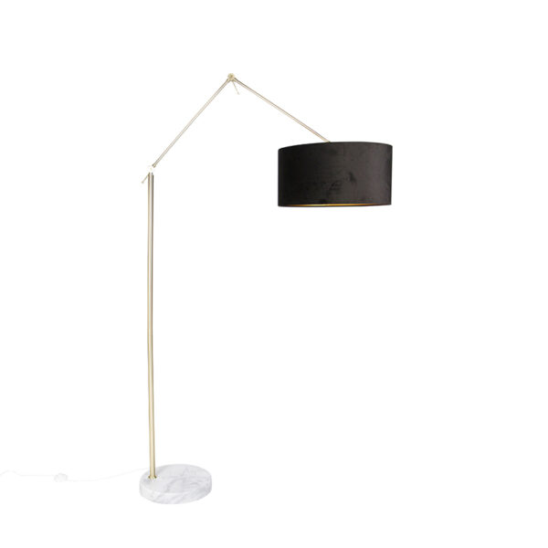 Modern állólámpa arany bársony árnyékolóval fekete 50 cm - Editor