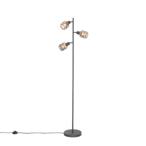 Design állólámpa fekete arannyal 3-lámpás - Noud