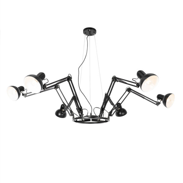 Ipari függőlámpa fekete 6 lámpás állítható - Hobby Spinne