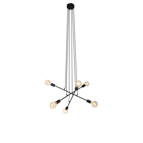 Modern függőlámpa fekete 80 cm 6-lámpás - Sydney