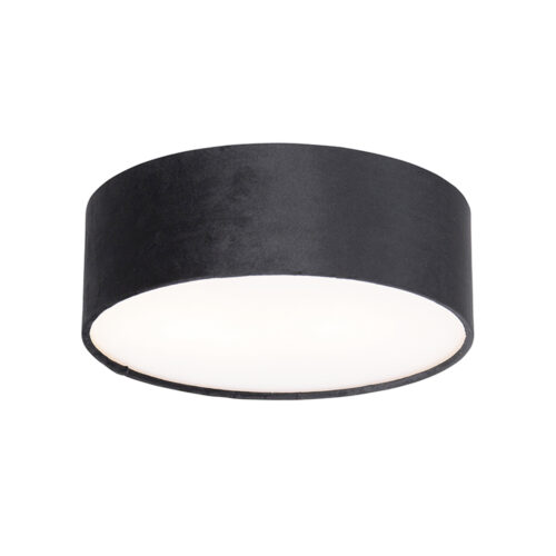 Modern mennyezeti lámpa fekete 30 cm arany belsővel - Drum