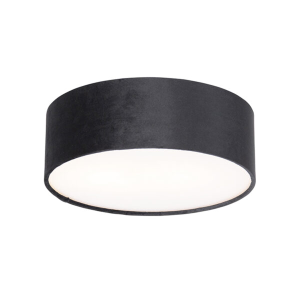 Modern mennyezeti lámpa fekete 30 cm arany belsővel - Drum