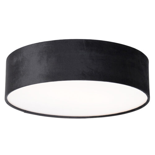 Modern mennyezeti lámpa fekete 40 cm aranyszínű belsejével - Drum