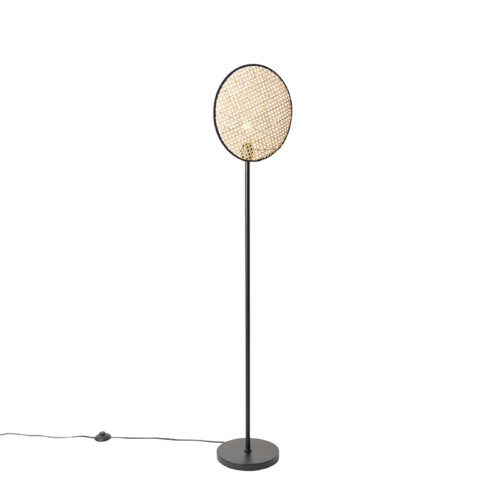 Rusztikus állólámpa fekete rattánnal 35 cm - Kata