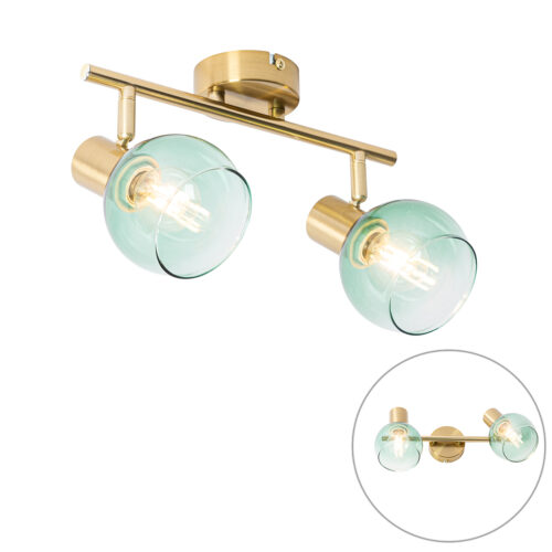 Art Deco spotlámpa arany zöld üveggel 2-lámpás - Vidro