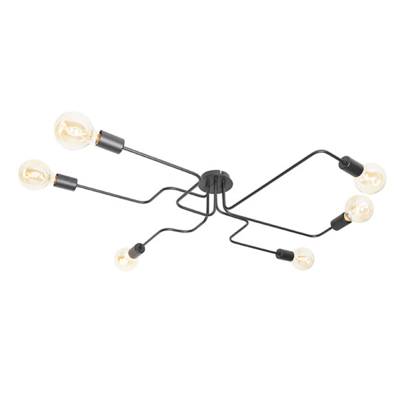 Design mennyezeti lámpa fekete 6 lámpás - Facile