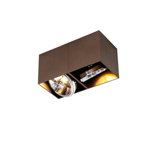 Design spotlámpa sötét bronz téglalap alakú 2-lámpás dönthető és forgatható - Box
