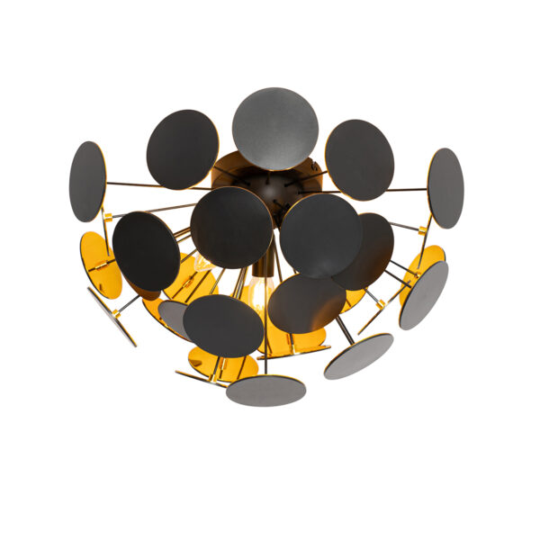 Design mennyezeti lámpa fekete arannyal 54cm 3-lámpás - Cerchio