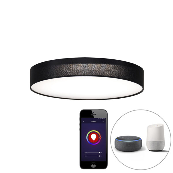 Okos mennyezeti lámpa fekete 40 cm beépített RGB LED-del - Taiko