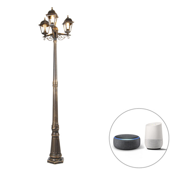 Okos lámpa antik arany 3 lámpás IP44 Wi-Fi ST64-vel - Capital