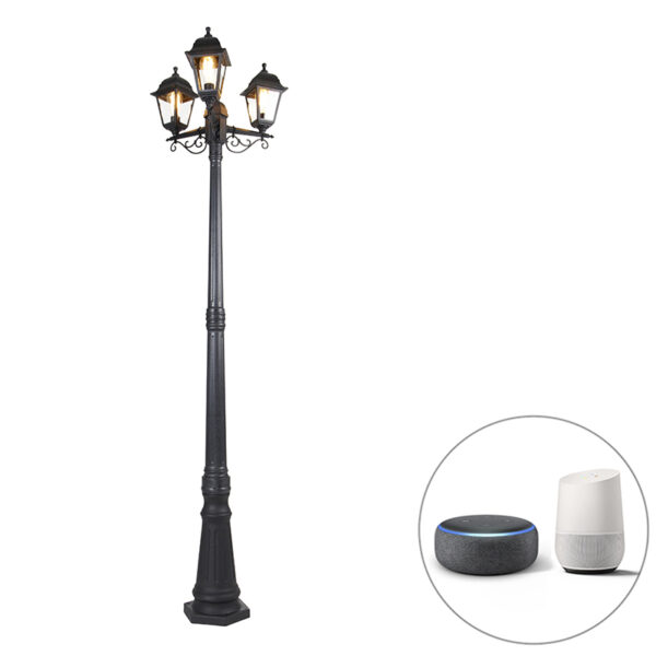 Okos lámpa fekete 3-lámpás IP44 Wi-Fi ST64-vel - Capital