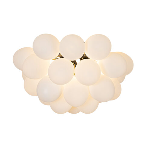 Art Deco mennyezeti lámpa fekete opál üveggel 6 lámpás - Uvas