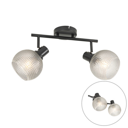 Design spotlámpa fekete füstüveggel 2-lámpás - Chico