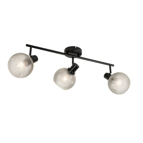 Design spotlámpa fekete füstüveggel 3-lámpás - Chico