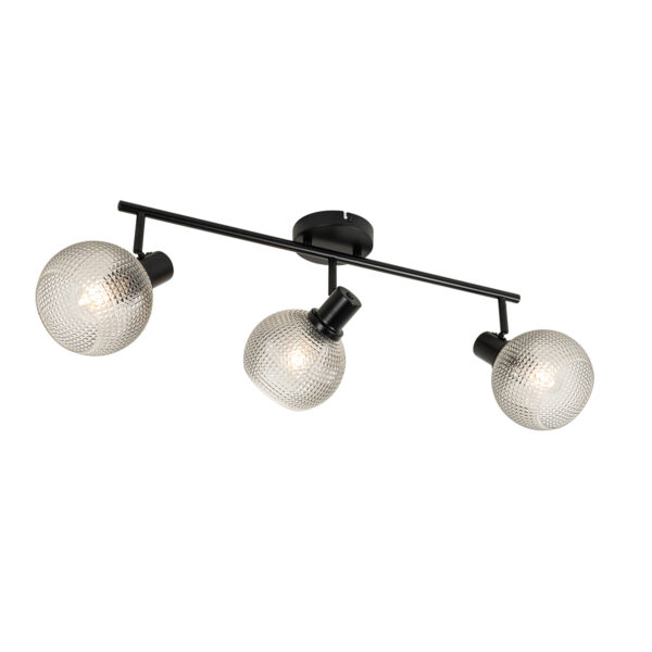 Design spotlámpa fekete füstüveggel 3-lámpás - Chico