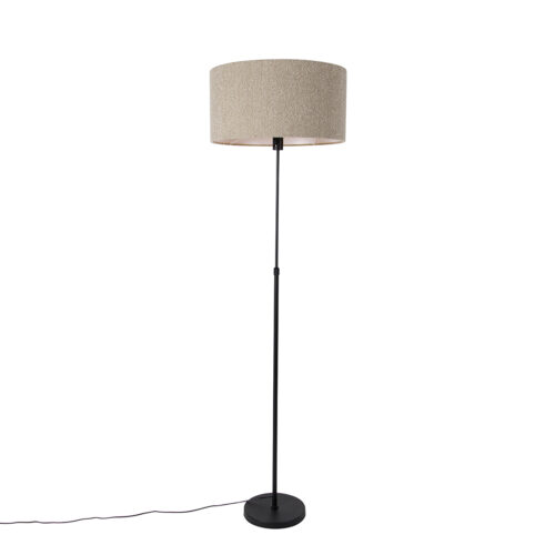 Állólámpa fekete állítható boucle árnyékolóval bézs 50 cm - Parte